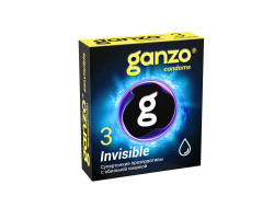ПРЕЗЕРВАТИВЫ GANZO INVISIBLE №3 BLACK EDITION (гладкие супертонкие с доп. смазкой), 3 шт. в упак.