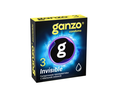 ПРЕЗЕРВАТИВЫ GANZO INVISIBLE №3 BLACK EDITION (гладкие супертонкие с доп. смазкой), 3 шт. в упак.