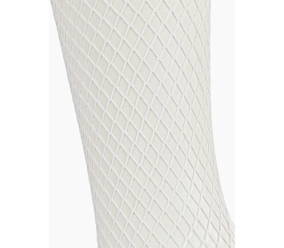 Чулки белые в мелкую сетку с кружевной резинкой (Sense) (S/M)