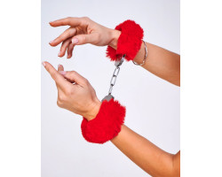 Шикарные наручники с пушистым красным мехом (Be Mine) (One Size)-foto2