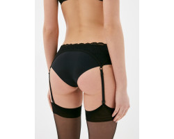 Обольщающий пояс для чулок из черного кружева с реглятором (Hold on love) (L/XL)-foto3