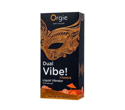 Съедобный гель с эффектом вибрации Orgie DUAL VIBE!, со вкусом коктейля секс на пляже, 15 мл
