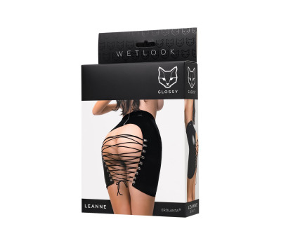 Мини-юбка Glossy Leanne из материала Wetlook, черный, S