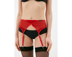 Завлекающий пояс для чулок из красной сетки (Hold on love) (S/M)-foto2