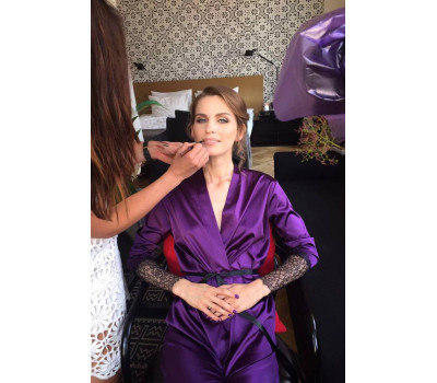 Amoralle Халат фиолетовый S Lace sleeve robe violet 