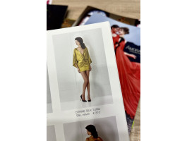 Amoralle Туника из натурального шелка цвета цитрин с синим поясом Citrine Silk Tunic размер S-foto2