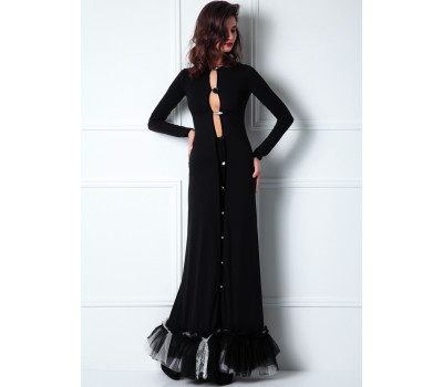 Amoralle  Длинное платье с пуговицами из камней Black Swarovski Cristal Button Robe размер S