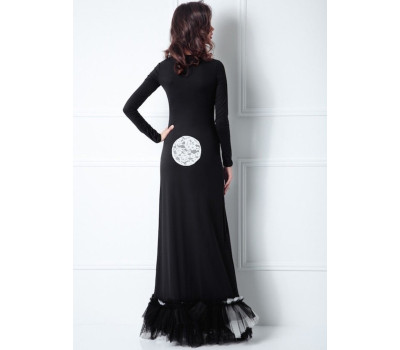 Amoralle  Длинное платье с пуговицами из камней Black Swarovski Cristal Button Robe размер S
