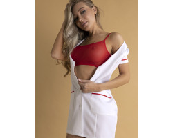 Халат строгой медсестры с лифом и чулками (Premium) (XXL/XXXL)-foto4