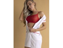 Халат строгой медсестры с лифом и чулками (Premium) (XXL/XXXL)-foto4