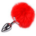 Анальная втулка Alive Metal Anal Fluffly Plug, красный, S