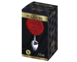 Анальная втулка Alive Metal Anal Fluffly Plug, красный, S-foto2
