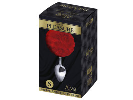 Анальная втулка Alive Metal Anal Fluffly Plug, красный, S-foto2