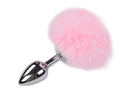 Анальная втулка Alive Metal Anal Fluffly Plug, розовый, S