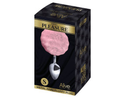 Анальная втулка Alive Metal Anal Fluffly Plug, розовый, S-foto2