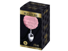 Анальная втулка Alive Metal Anal Fluffly Plug, розовый, S-foto2