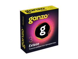 ПРЕЗЕРВАТИВЫ GANZO EXTASE №3 BLACK EDITION (анатомические с точечной и ребристой текстурой) ЧЕРНЫЕ