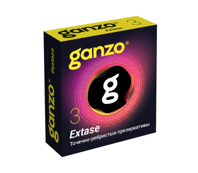 ПРЕЗЕРВАТИВЫ GANZO EXTASE №3 BLACK EDITION (анатомические с точечной и ребристой текстурой) ЧЕРНЫЕ