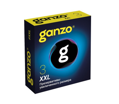 ПРЕЗЕРВАТИВЫ GANZO XXL №3 BLACK EDITION (увеличенного размера) ЧЕРНЫЕ 3 ШТ