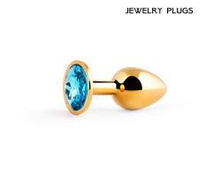 GOLDEN PLUG SMALL (втулка анальная) цвет кристалла голубой, L 72 мм, D 28 мм, ве-foto2