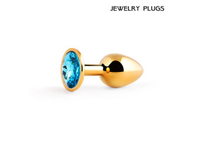GOLDEN PLUG SMALL (втулка анальная) цвет кристалла голубой, L 72 мм, D 28 мм, ве-foto2
