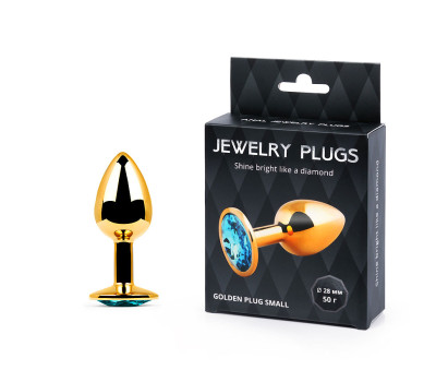 GOLDEN PLUG SMALL (втулка анальная) цвет кристалла голубой, L 72 мм, D 28 мм, ве