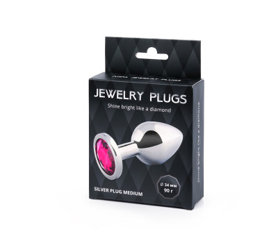 SILVER PLUG MEDIUM (втулка анальная), L 82 мм, D 34 мм, вес 90г, цвет кристалла