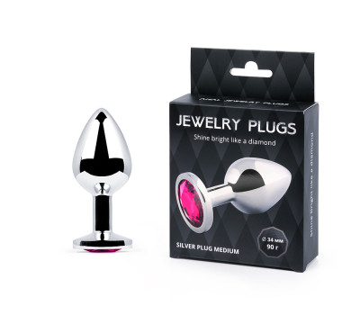 SILVER PLUG MEDIUM (втулка анальная), L 82 мм, D 34 мм, вес 90г, цвет кристалла