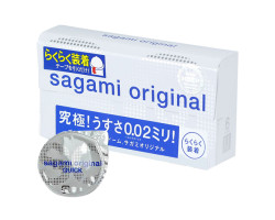 **SAGAMI Original Quick 002 - 6шт Полиуретановые Презервативы 0,02 мм, быстронадеваемые с язычком