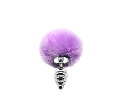 Пробка анальная Metal Anal Fluffly Twist Plug S Purple 70390AL