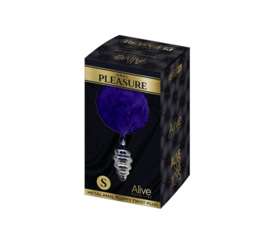 Пробка анальная Metal Anal Fluffly Twist Plug S Dark Purple 71009AL
