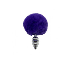 Пробка анальная Metal Anal Fluffly Twist Plug S Dark Purple 71009AL