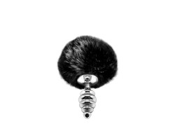 Пробка анальная Metal Anal Fluffly Twist Plug S Black 70391AL