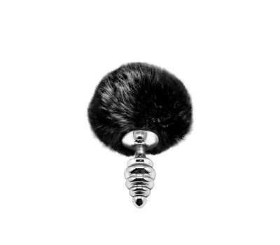 Пробка анальная Metal Anal Fluffly Twist Plug S Black 70391AL