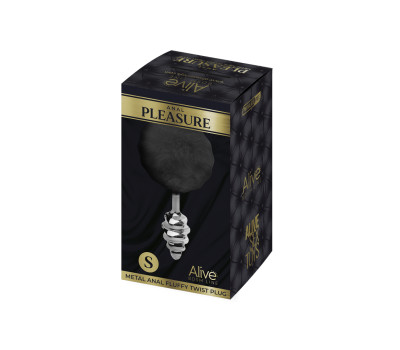 Пробка анальная Metal Anal Fluffly Twist Plug S Black 70391AL