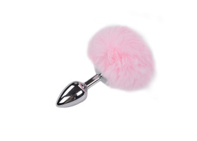 Пробка анальная Metal Anal Fluffly Plug S Pink 70372AL