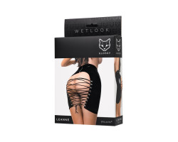 Мини-юбка Glossy Leanne из материала Wetlook, черный, L-foto5