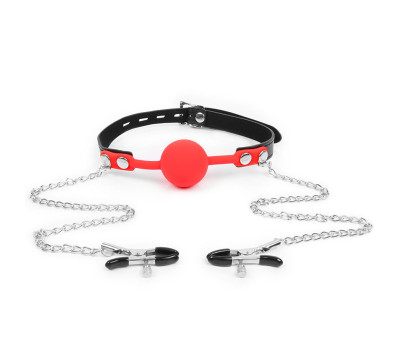 КЛЯП + ЗАЖИМЫ НА СОСКИ цвет чёрный/красный арт. NTB-80541