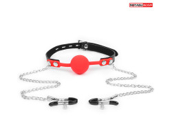 КЛЯП + ЗАЖИМЫ НА СОСКИ цвет чёрный/красный арт. NTB-80541-foto2