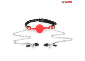 КЛЯП + ЗАЖИМЫ НА СОСКИ цвет чёрный/красный арт. NTB-80541-foto2