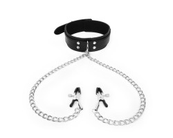 ОШЕЙНИК + ЗАЖИМЫ НА СОСКИ цвет чёрный арт. NTB-80548