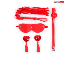 НАБОР (маска, кляп, пэстисы, плётка) цвет красный арт. NTB-80609-foto2