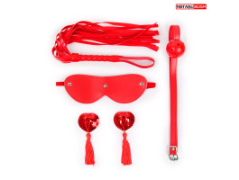 НАБОР (маска, кляп, пэстисы, плётка) цвет красный арт. NTB-80609-foto2
