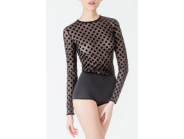 Amoralle Топ в бархатный горошек черного цвета Sheer Polkadot Top размер M-foto4