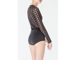 Amoralle Топ в бархатный горошек черного цвета Sheer Polkadot Top размер M-foto5