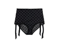 Amoralle Комплект белья топ + трусики с подвязками в горошек черный Polkadot Lingerie SET размер M-foto4