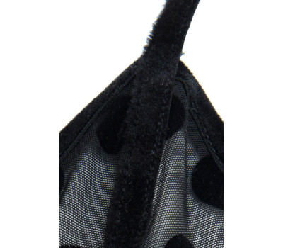 Amoralle Комплект белья топ + трусики с подвязками в горошек черный Polkadot Lingerie SET размер M