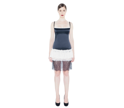 Amoralle Сорочка с открытой спиной черно-белая Open Black Lace Nightdress размер S
