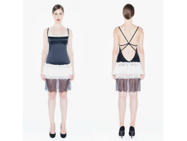 Amoralle Сорочка с открытой спиной черно-белая Open Black Lace Nightdress размер S-foto3