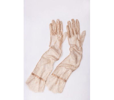 Amoralle Перчатки гипюр телесного цвета с золотом Ivory Lace Gloves размер S\M